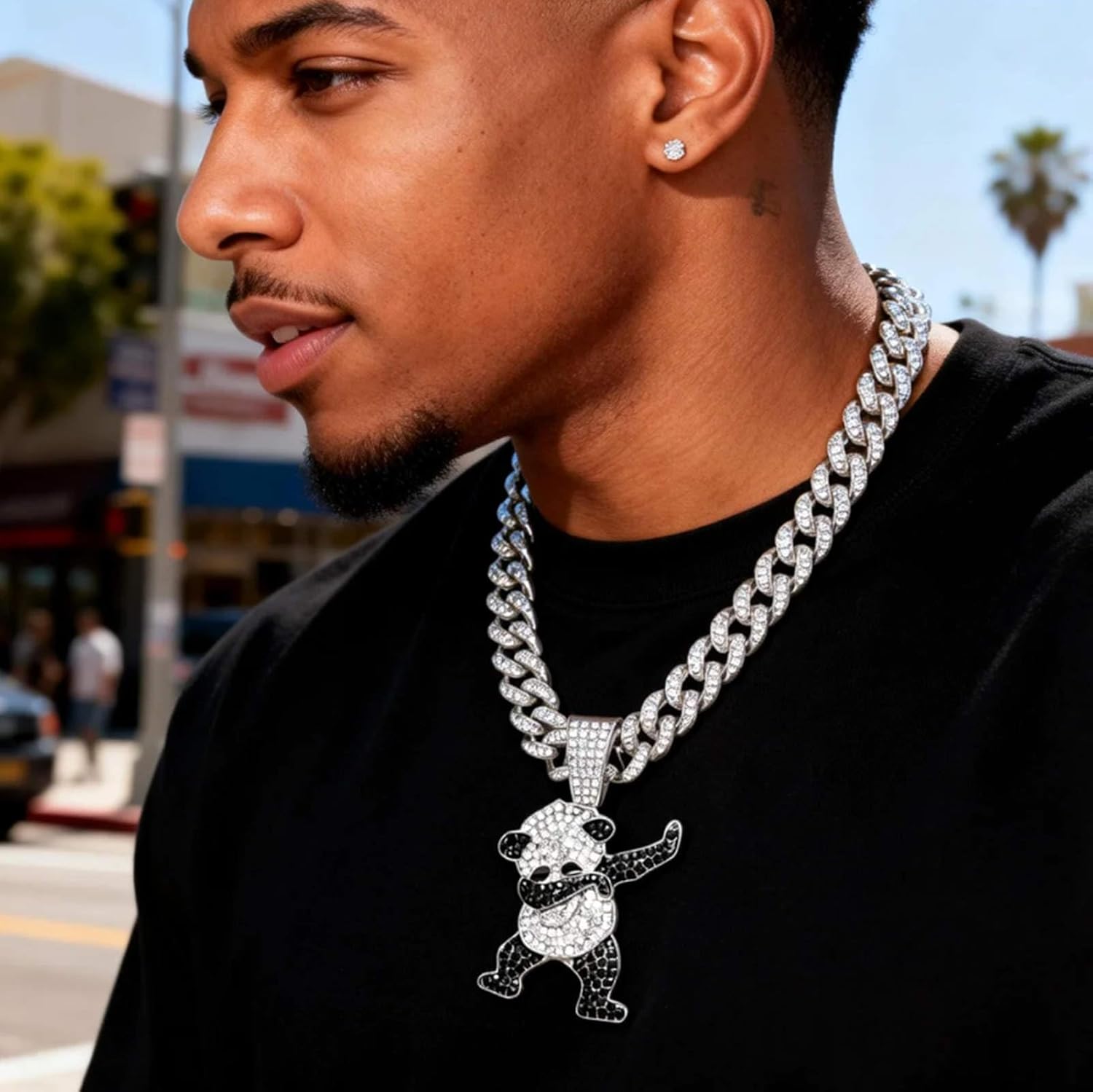 Cuban Pendant Necklace, Miami Ice Out Chain Necklace, Animal Pendant Hip-Hop Jewelry for Men Women, 20inch - Image 7