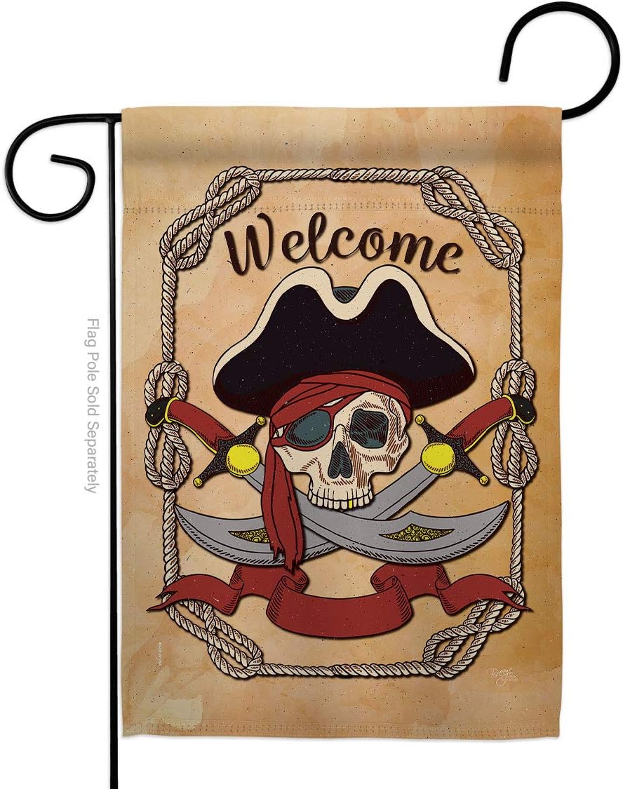 Breeze Decor G157059-BO Ahoy Pirate Coastal Impressions Decorative Vertical 13" x 18.5" Double Sided Garden Flag Printed in USA