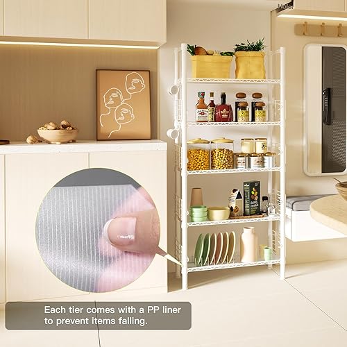 Miniatura 4 de Estantes de almacenamiento de metal de 5 niveles, estantes de pie para garaje, cocina, baño, balcón y sala de estar, estantería estrecha de metal