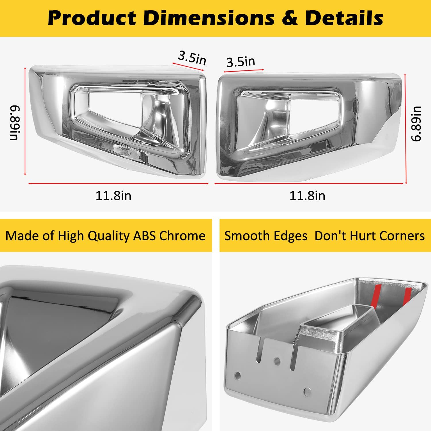 Front Bumper End Corner Bezels Covers Trim Molding Chrome Exterior Accessories Compatible with Hummer H2 2003-2009 SUV SUT (Pair)