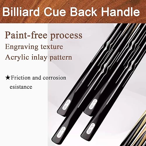 Miniatura 5 de Tacos de billar profesionales Barra pasante integrada de 57 pulgadas estilo chino negro ocho taco de piscina de 0.394 in con caja, tres patrones