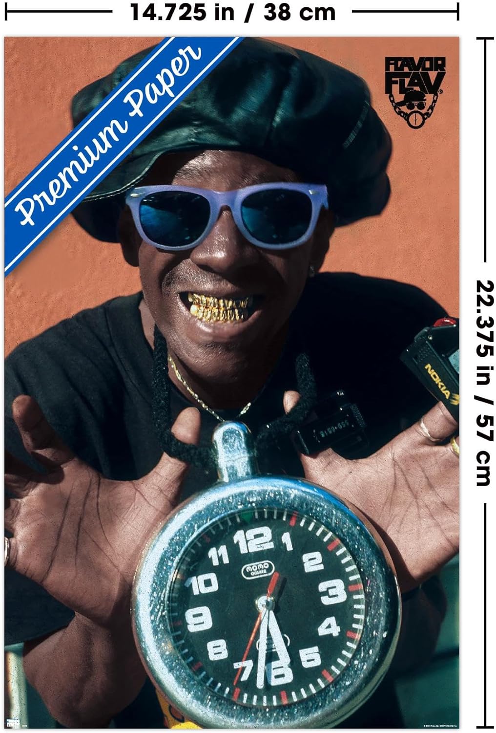 Flavor Flav - Clock Wall Poster, 22.4L" x 14.7W", Premium Poster & Mount Bundle