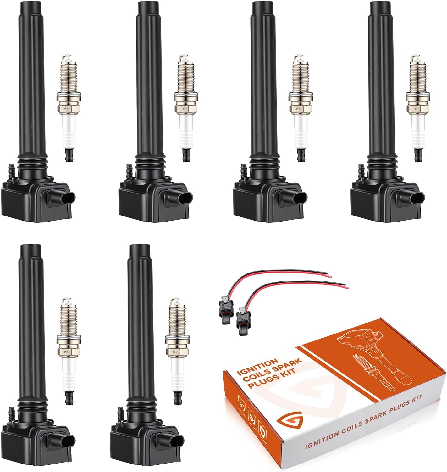 UF648 Ignition Coil & 97390 Iridium Spark Plug Fit For Chrysler 200 300 TOWN & COUNTRY | Fit For Dodge Avenger Challenger Charger Durango Grand Caravan Journey | Fit For Jeep Wrangler