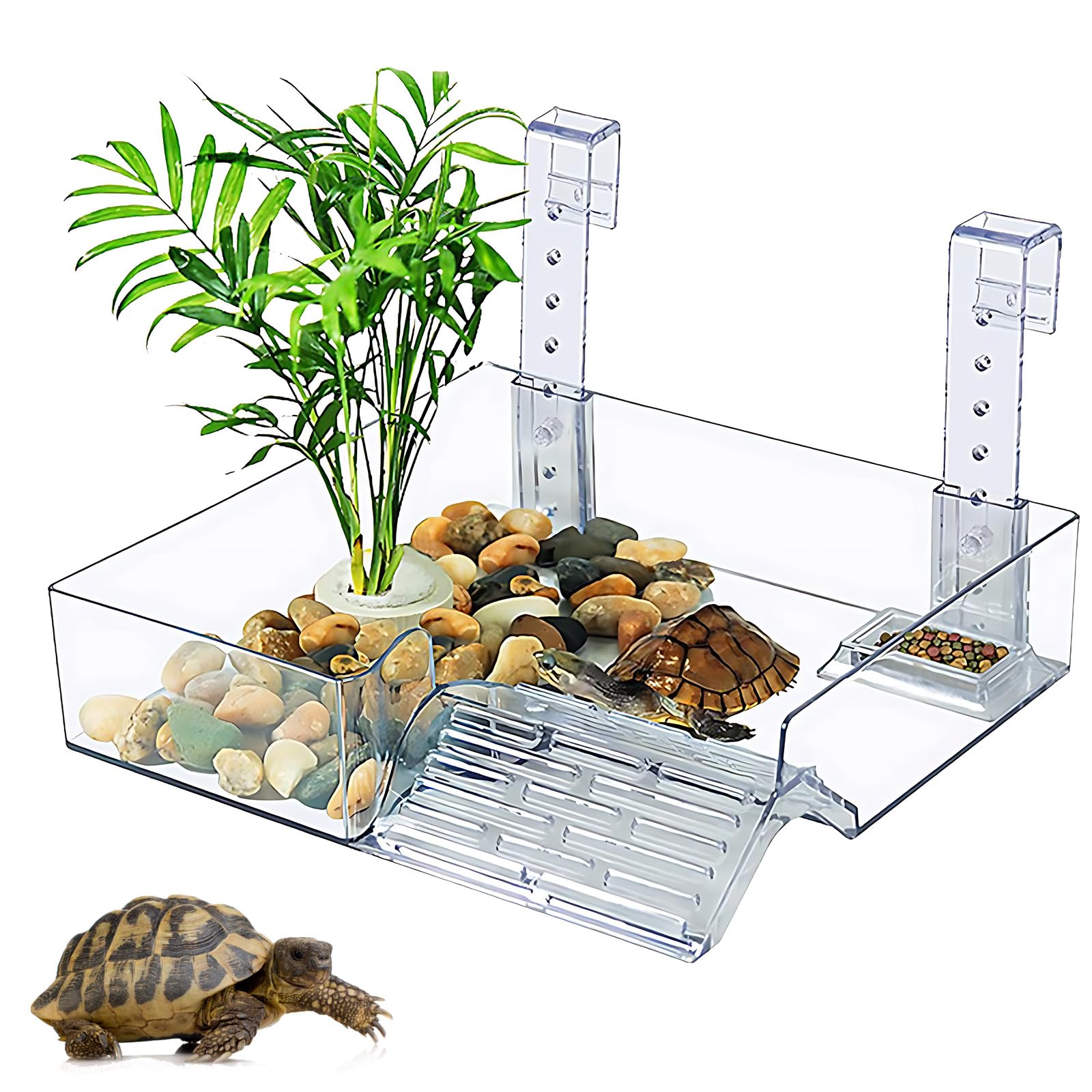 Sun Platform Turtles, Acrylic Turtle Basking Platform, Hanging Sun Platform for Turtles, Aquarium Accessories, Adjustable, for Sea Turtles, Small Reptiles, Aquatic Animals, M