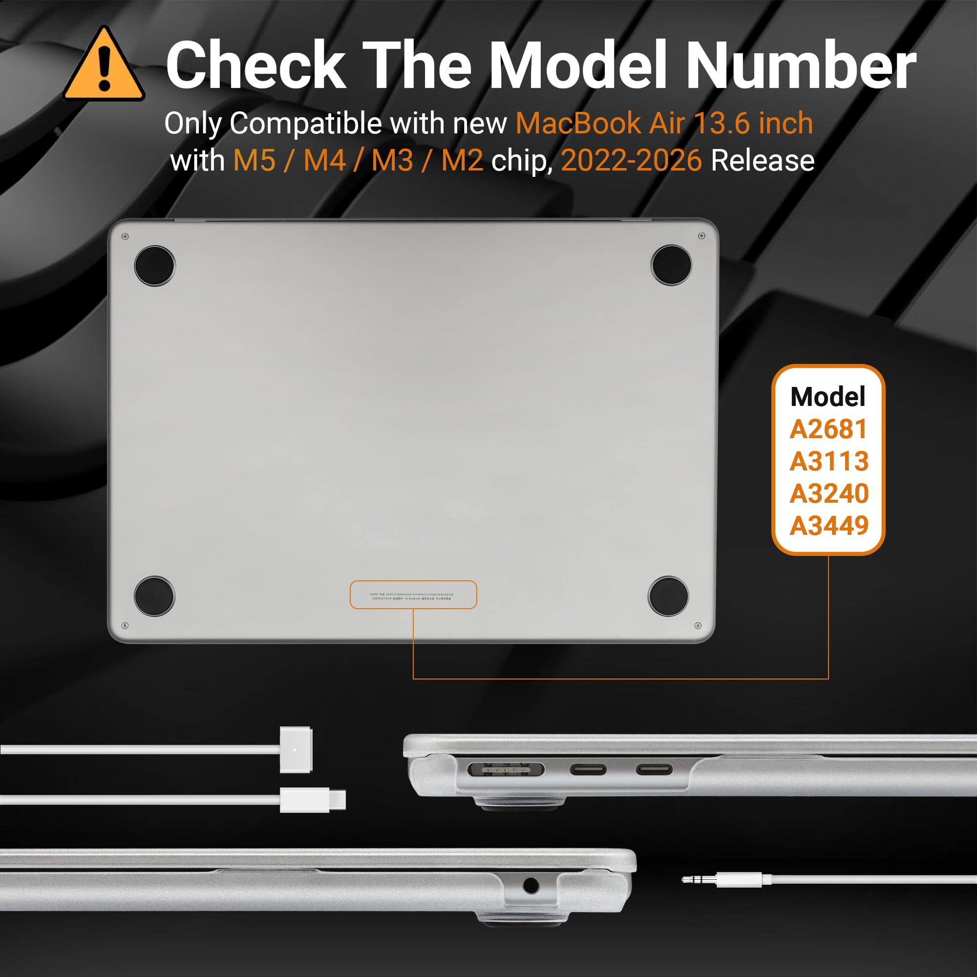 TECOOL Etui kompatybilne z MacBook Air M4 M3 M2 13,6" 2022/2024/2025 (A3240 A3113 A2681), odporne na odciski palców, ultracienkie etui ochronne z ochroną klawiatury (układ UE), matowe przezroczyste