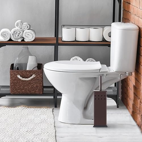 Miniatura 5 de Blue Donuts Escobilla de inodoro y soporte, cepillo de inodoro para baño, limpiador de inodoro, sin olor, bronce