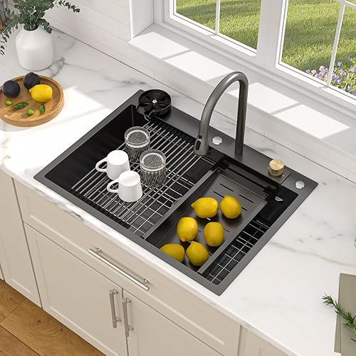 Miniatura 4 de Dcolora DC-T7756 - Fregadero de preparación de cocina de 21 pulgadas, de calibre 16, de acero inoxidable, montaje superior, fregadero de barra