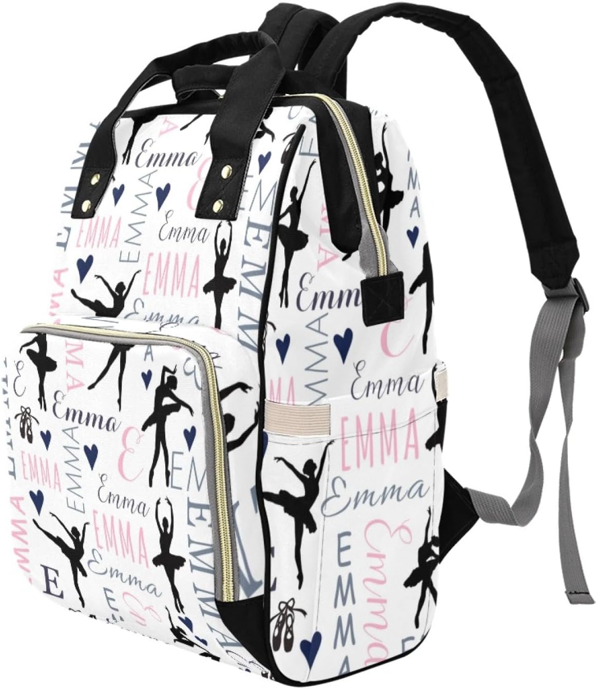 Personalized Diaper Bag Backpack for Women, Custom Name Nursing Mommy Daypack, Diaper Bag for Girls Boys, New Mom Gifts (Dancing)