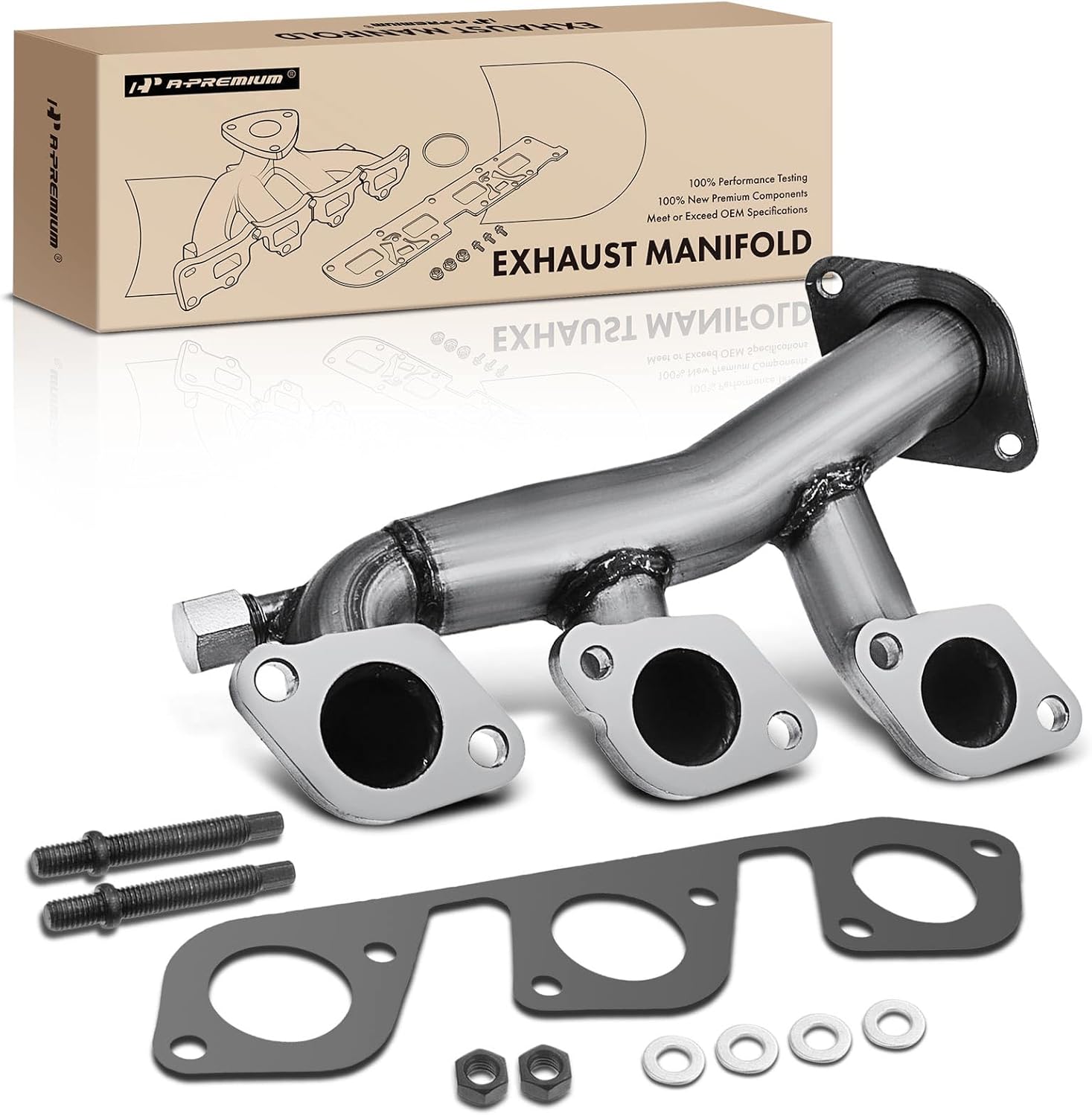 A-Premium Left Engine Exhaust Manifold Kits W/Gasket & Studs & Nuts & Washers - OHV 6Cyl 3.8L 3.9L - Compatible with Ford Vehicles - Mustang 1999-2004, Replace# XR3Z9431BC, XR3Z9431DC