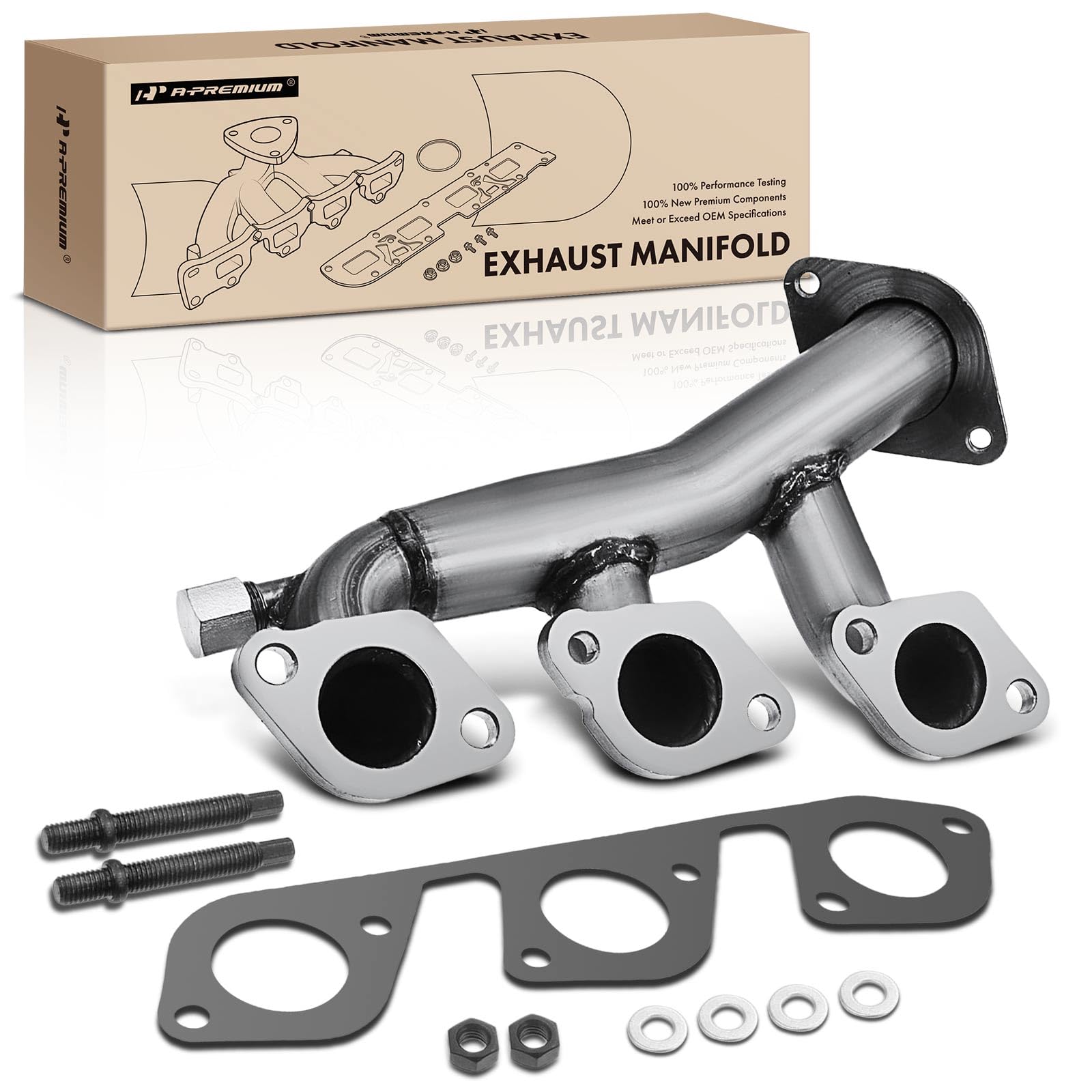 A-Premium Left Engine Exhaust Manifold Kits W/Gasket & Studs & Nuts & Washers - OHV 6Cyl 3.8L 3.9L - Compatible with Ford Vehicles - Mustang 1999-2004, Replace# XR3Z9431BC, XR3Z9431DC