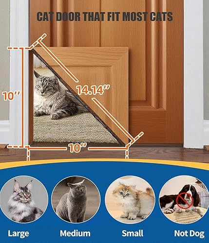 Miniatura 3 de Puerta de gato, kit de bisagra ajustable para puerta de gato (mano izquierda y derecha) Se adapta a puertas huecas y puertas interiores sólidas