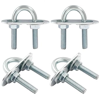 BokWin 4 Pcs Round U Bolts M6, 16mm Inner Width 46mm Length | Zinc Plated Steel, Bend U Bolts, Includes Nut, Plate, Washer