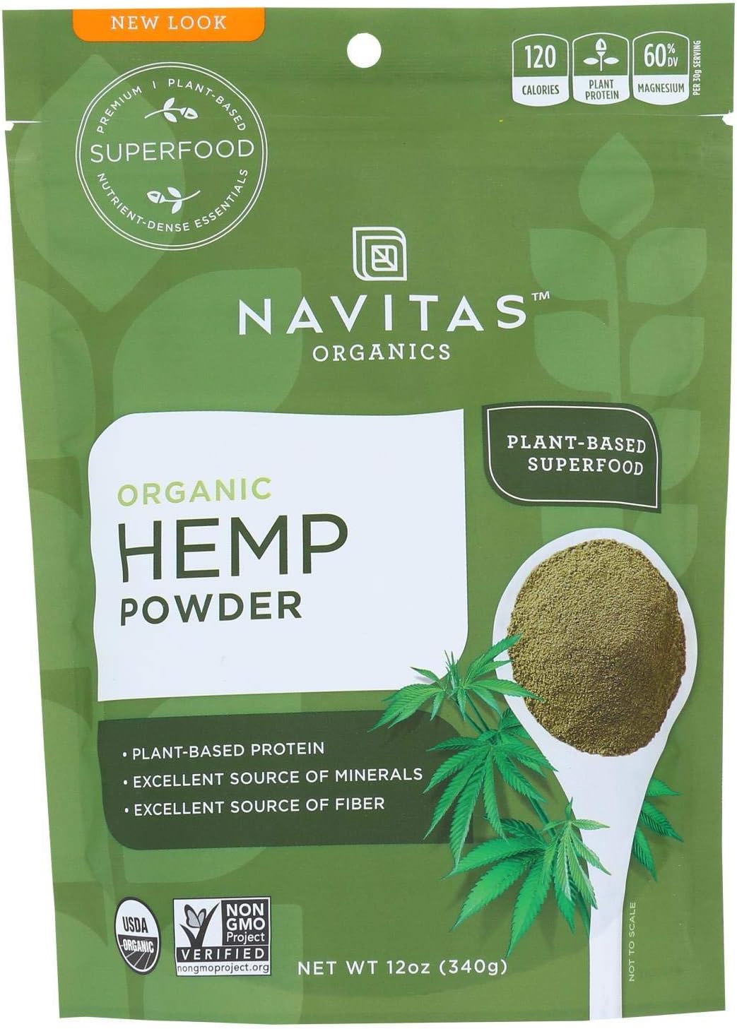 Navitas Naturals Protein Powder - Organic - Hemp - Raw - 12 oz - case of 6