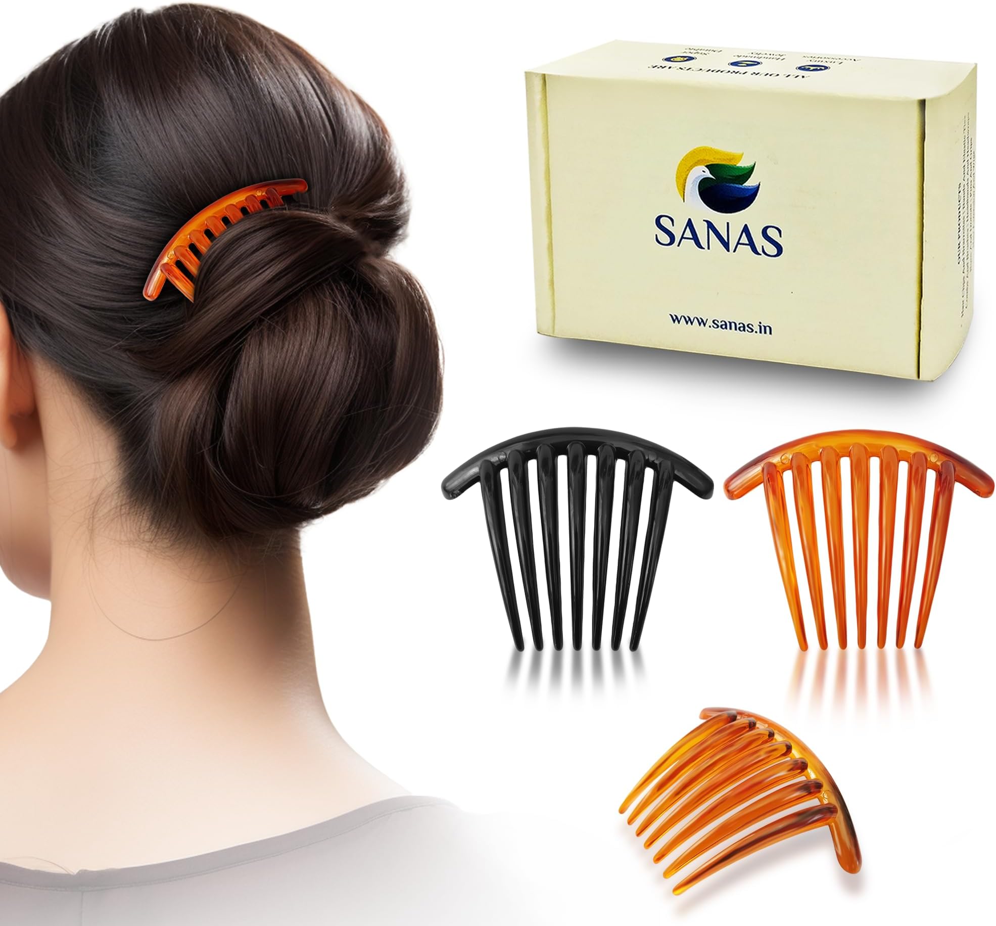 Sanas Hair Combs 3Pcs Comb Clips For Hair Side Hair Comb Clip In Combs Accessories For Hair Women Fancy Hair Combs Side Comb Clip Wide Tooth Comb Hair Comb Clips For Women Side Slide Hair Clip 3Pcs
