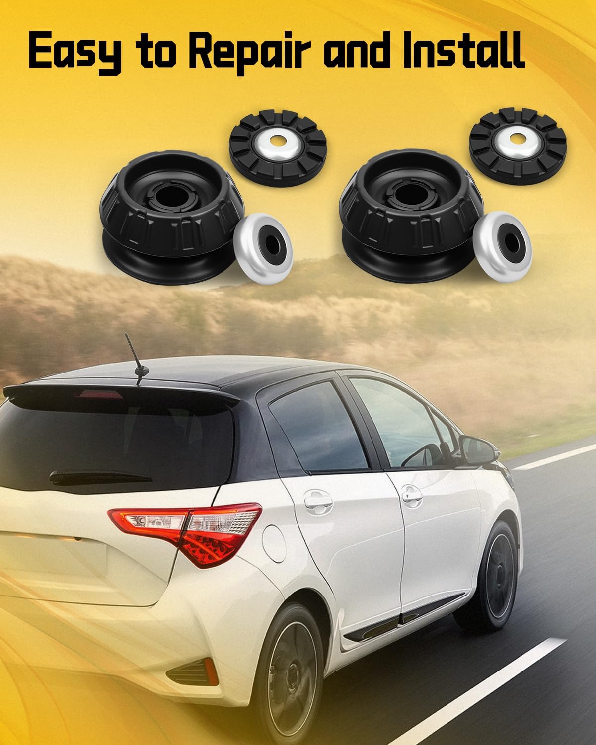 Front Strut Shock Mount Set with Bearing Fit For Scion xD 1.8L 2008-2014, Fit For Toyota Yaris 1.5L 2006-2017, Fit For Toyota Prius C 1.5L 2012-2019 Replace 48609-52100 48609 52100 4860952100, 2Pcs