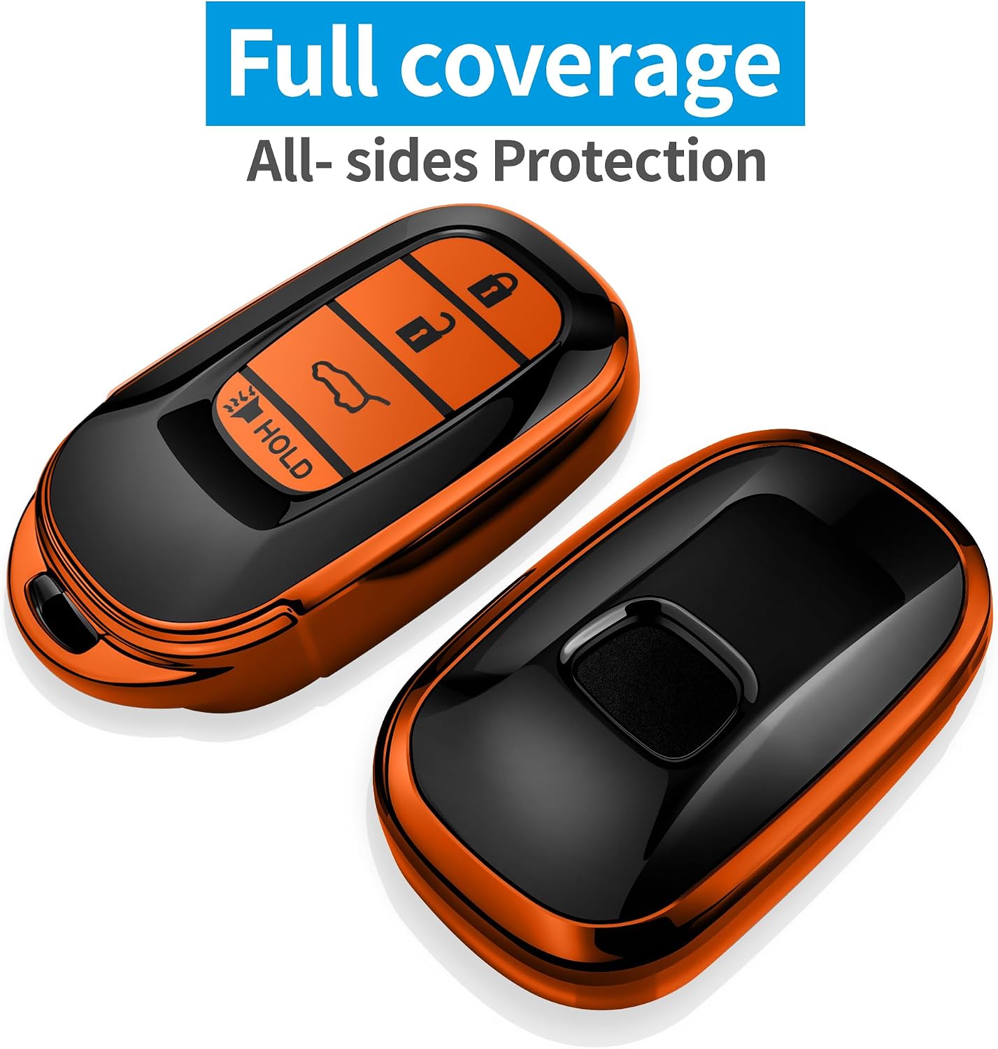 Tukellen for Honda Key Fob Cover, Premium Soft TPU Full Protection Key Fob Case for 2022 2023 2024 2025 2026 Accord Civic HR-V CR-V Pilot Passport 4-Buttons Smart Remote Key Protector (Orange) image 3