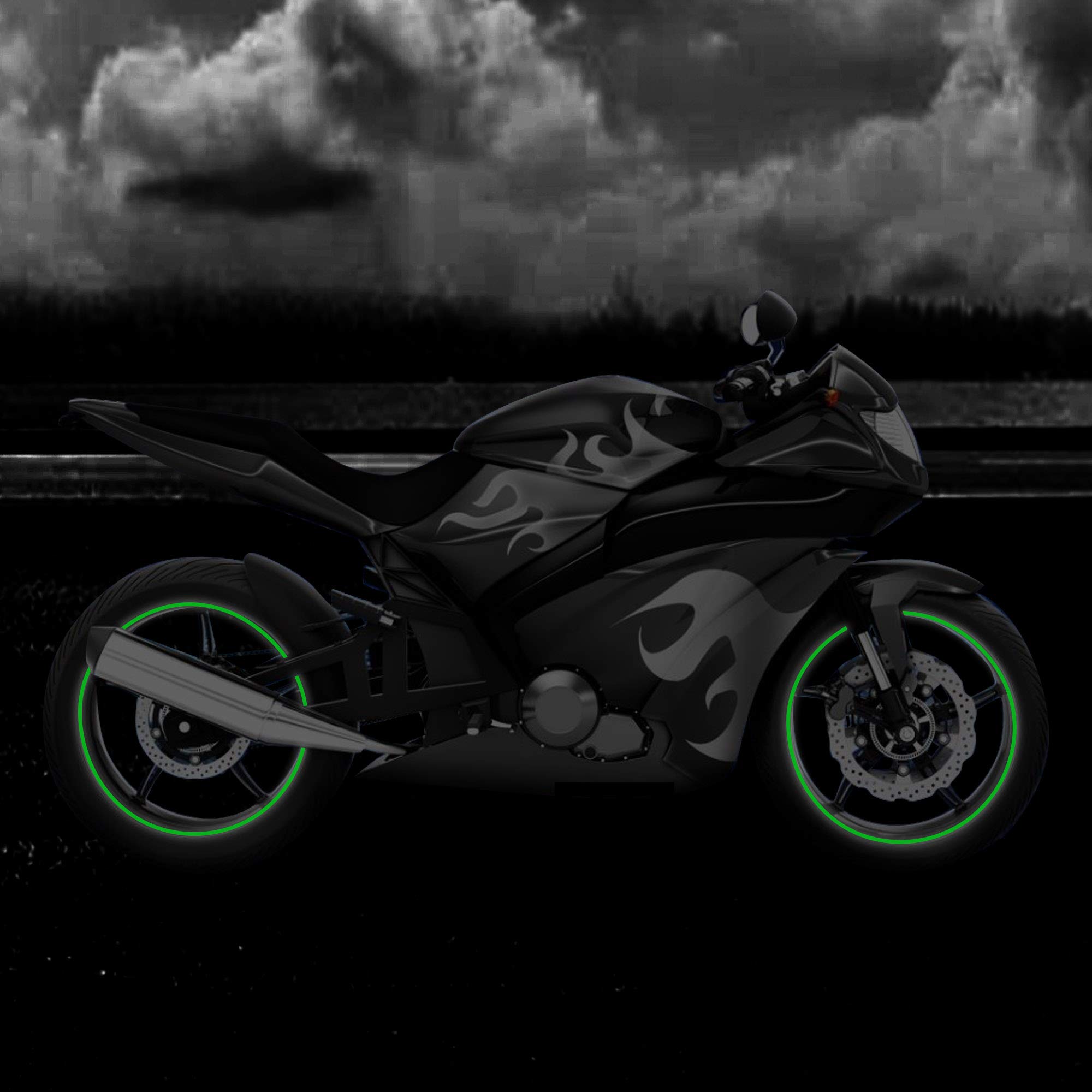 Kelenate® (Green) 18pcs - 16"-19" Reflective Wheel Rim Stripe Decal for Motorcycle Wheels Car Cycling Bike Bicycle Night Reflective Safety Decoration Stripe Sticker Compatible with E-lite i20 2
