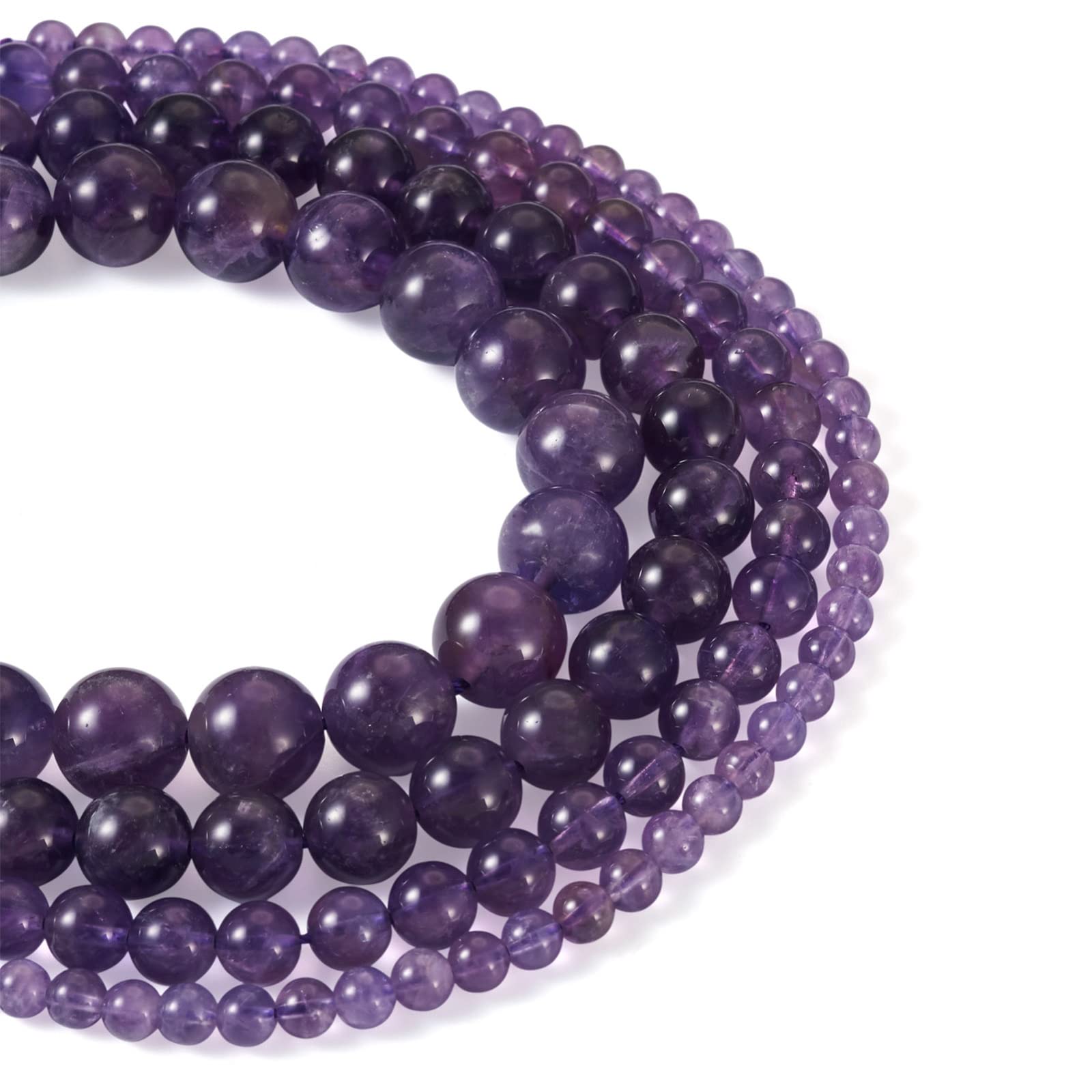 Amazon | Beadthoven 4連入り 4mm/6mm/8mm/10mm アメジスト 天然石 