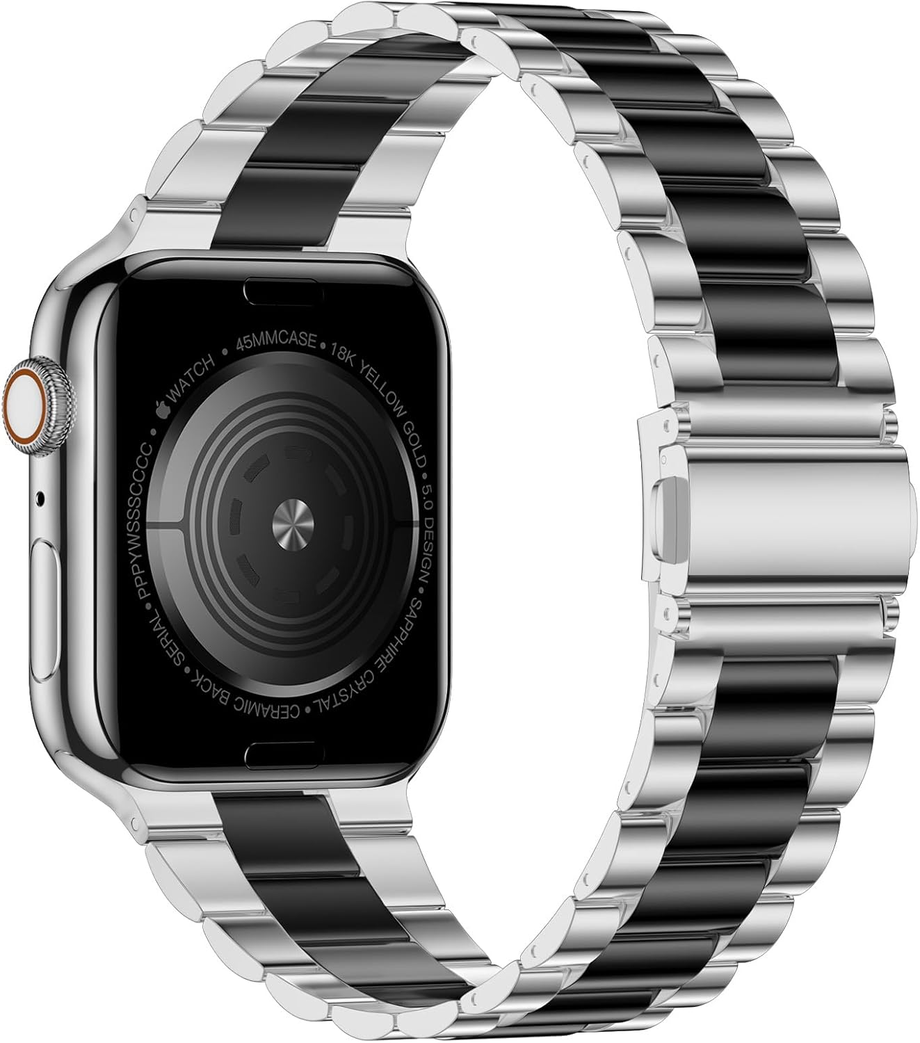 iiteeology Lightweight Stainless Steel Band Designed for Apple Watch Ultra 3 & Ultra 2, Series 1-11, 46mm, 45mm, 44mm, 42mm, Replacement iWatch Bands for Men & Women, Silver/Black - Image 6