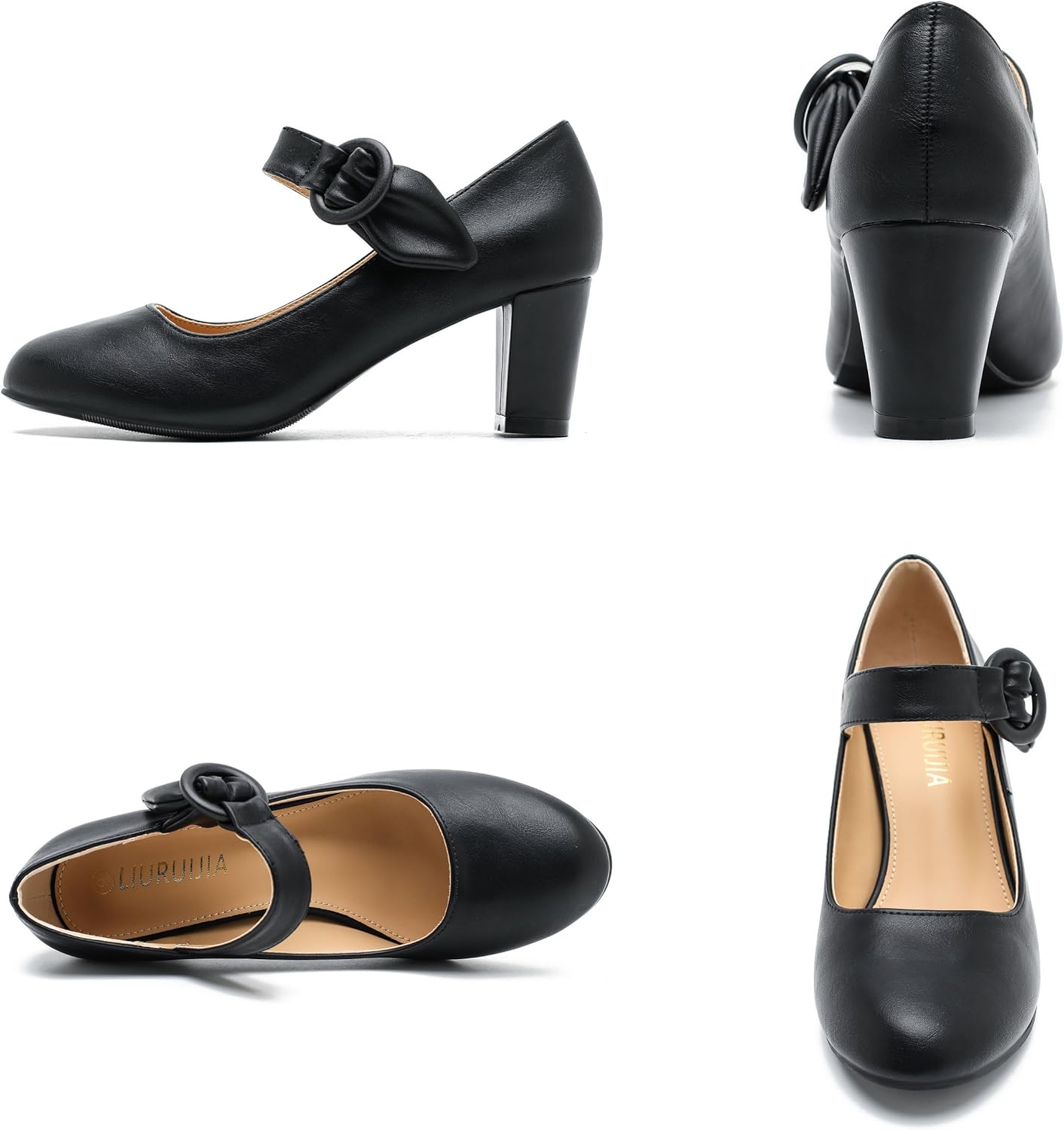 LIURUIJIA Women's Block Chunky Heels Pumps Ankle Strap Mary Janes Casual Dressy Shoes for Vintage Office Work Church Wedding