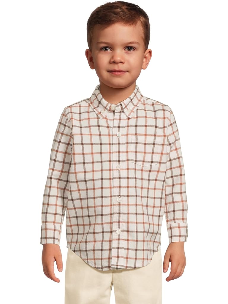Multi Janie and Jack Plaid Twill Button Down Shirt (Infant)