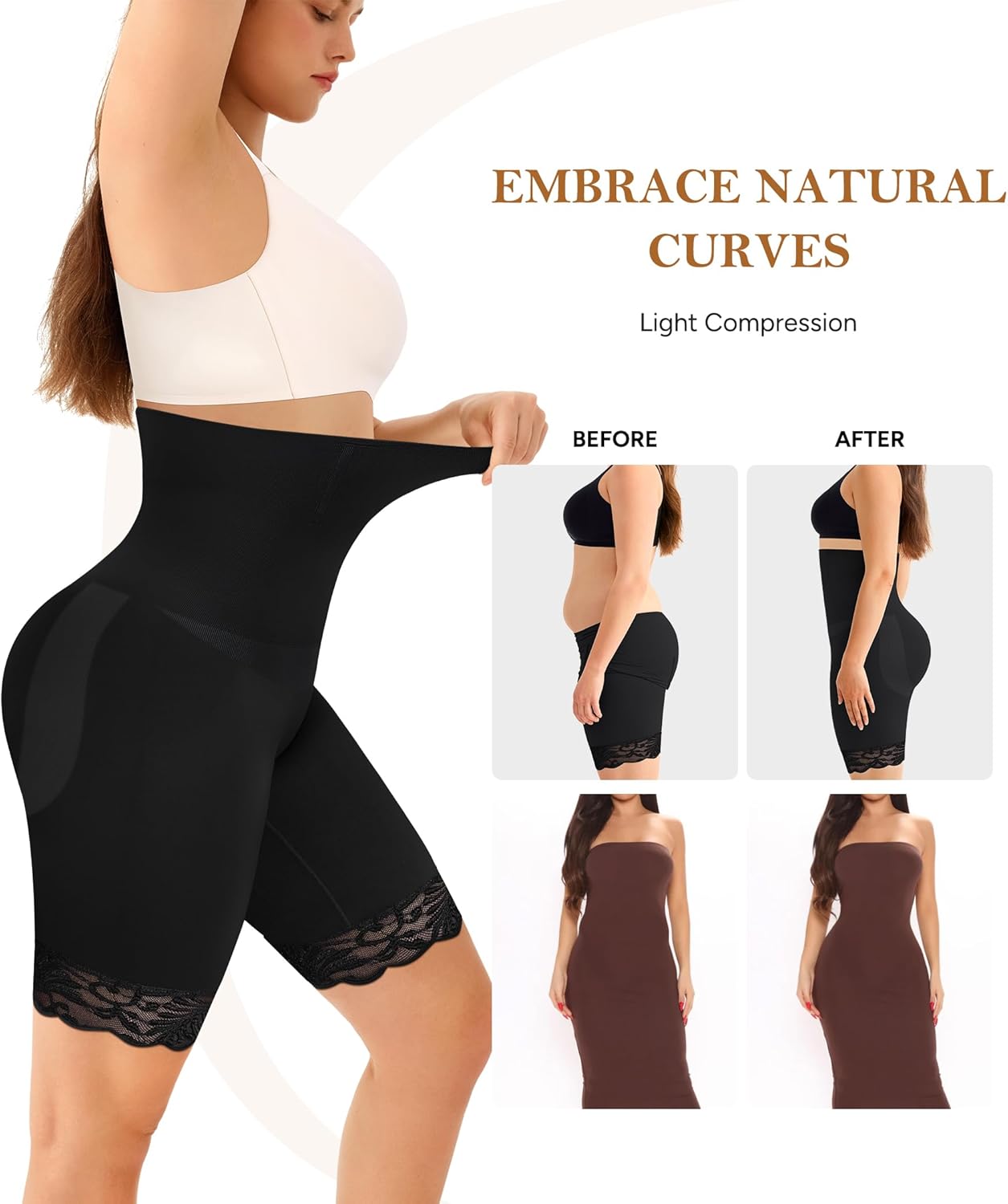 Irisnaya Women's Tummy Control Shapewear Shorts - High Waisted Butt Lifting Seamless Body Shaper Panties Everyday Wear - Image 3