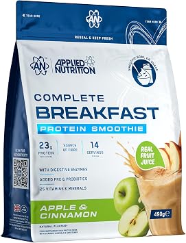 Applied Nutrition - Complete Breakfast Smoothie - 23g Protein - Best Breakfast Shake - Best Protein Smoothie - Daily Nutrition Support - 490g   14 Servings Apple & Cinnamon