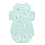 Happiest Baby SNOO Sleep Sack - 100% Organic Cotton Baby Swaddle Blanket - Doctor Designed Promotes Healthy Hip Development (Teal Planets, Small)