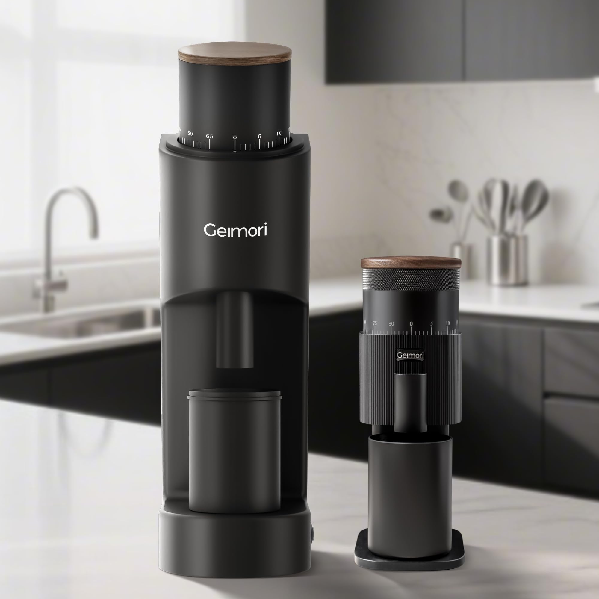 wirsh - Molinillo de café eléctrico portátil, inalámbrico, recargable, Geimori T38 con rebaba cónica de 6 núcleos de 38 mm, ajustes de molienda para espresso, vertido, prensa francesa, camping, viajes