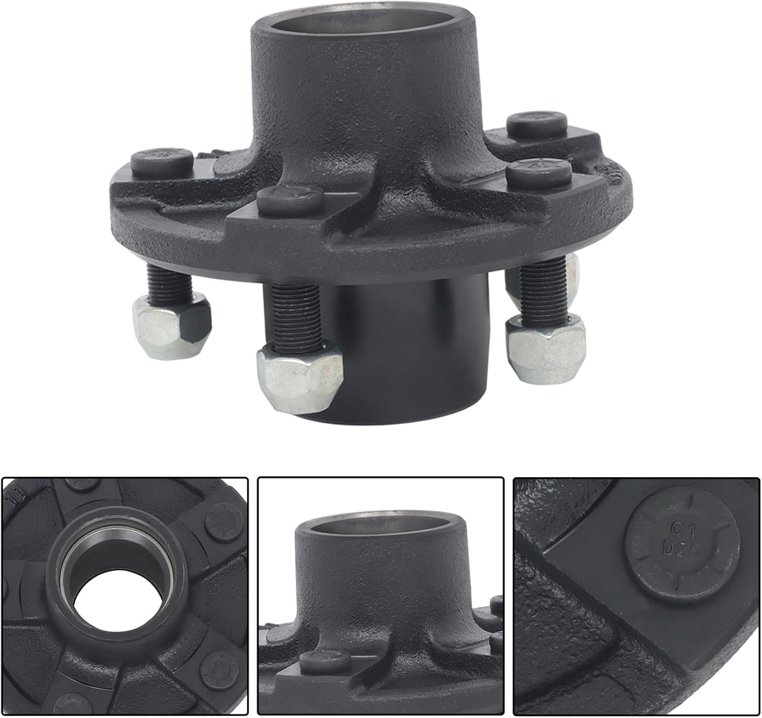 labwork 2 Sets 5 on 4.5 Inch Trailer Hub and Round BT16 Spindle with Trailer Bearing Kit