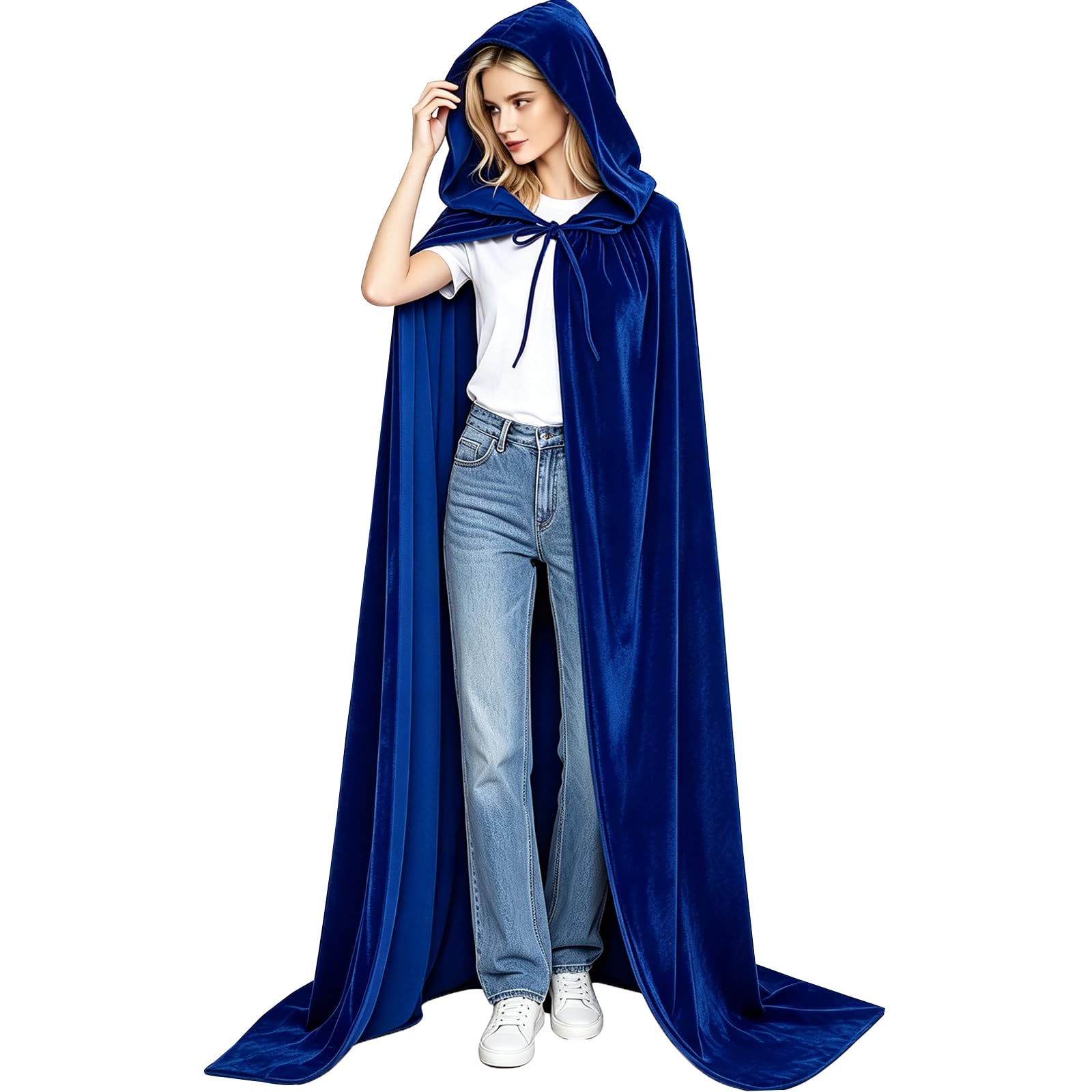 Halloween Hooded Cloak Unisex Adults Hooded Cloak Long Velvet Cape Halloween Christmas Cosplay Costumes