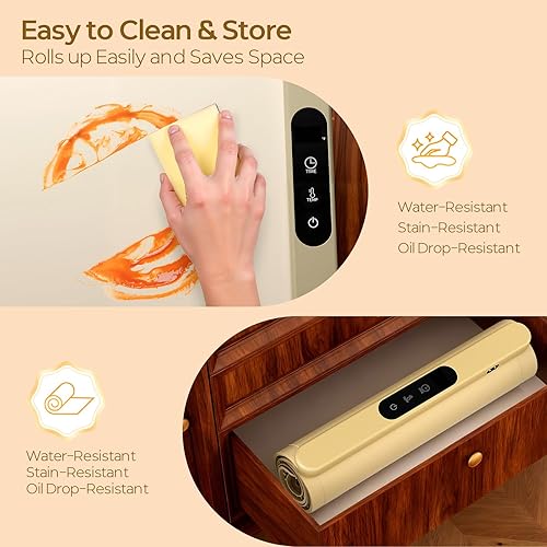 Miniatura 6 de Tapete de calentamiento de alimentos con tapete protector de mesa, tapete de calentamiento rápido de grafeno, bandeja de calentamiento eléctrica con