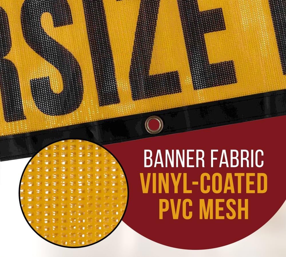 Mytee Products 4 Pack 12"x60" Oversize Load Sign for Trucks w/Bungee Cord & Hook - Stretch Cord Mesh Oversize Load Banner for Escort Vehicles, Car, Flatbed Trailer - Safety Warning Signs