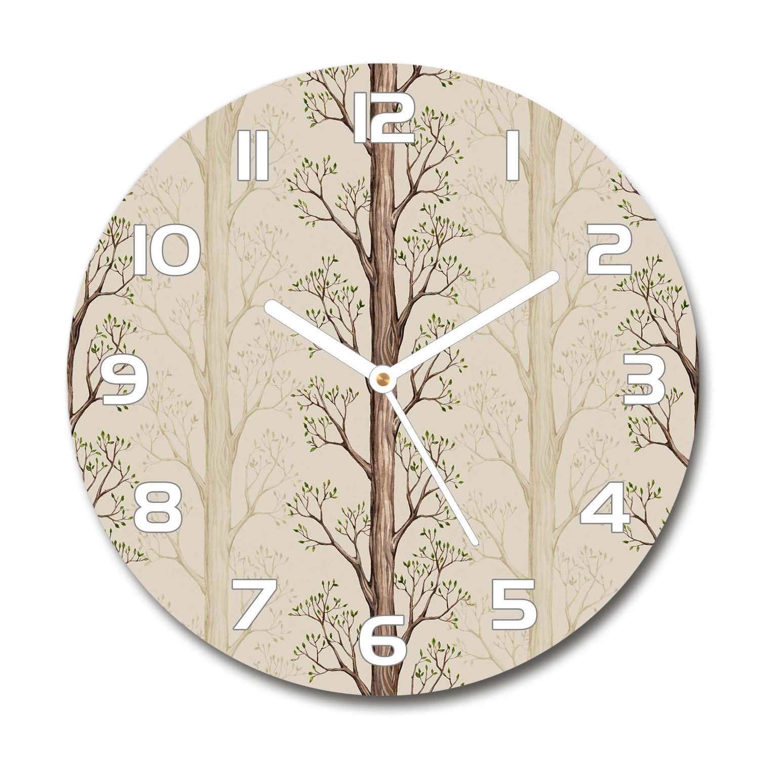 Horloge en verre 60x60cm arbres pour décorer le mur du salon