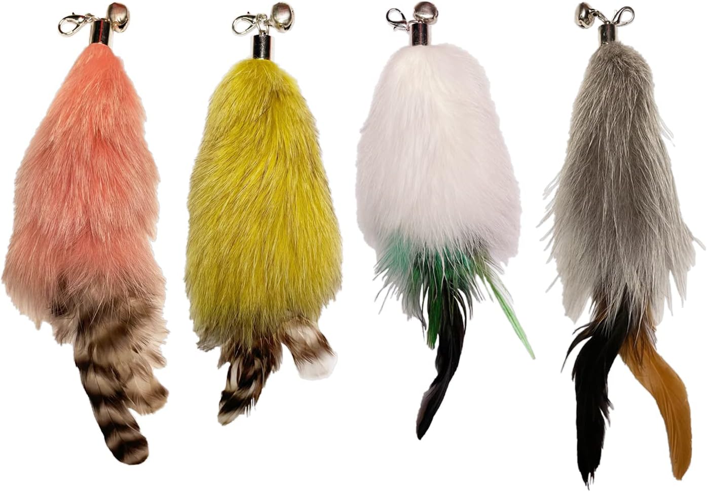 Pieamia Interactive Cat Toy Feather, 4 PCS Kitten Teaser Wand Replacment, Nature Feather Worm Refill with Removable Bell for Indoor Cats…