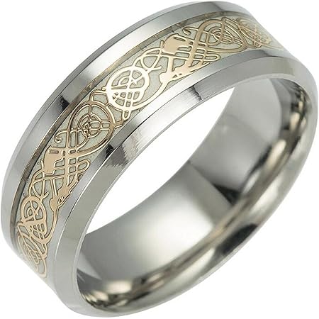 Amazon Y Ying サージカル ステンレス 暗闇 で 光る 蓄光 メンズ リング 指輪 結婚 指輪 かっこいい 男性用指輪 ゴールデン ドラゴンデザイン リング 通販