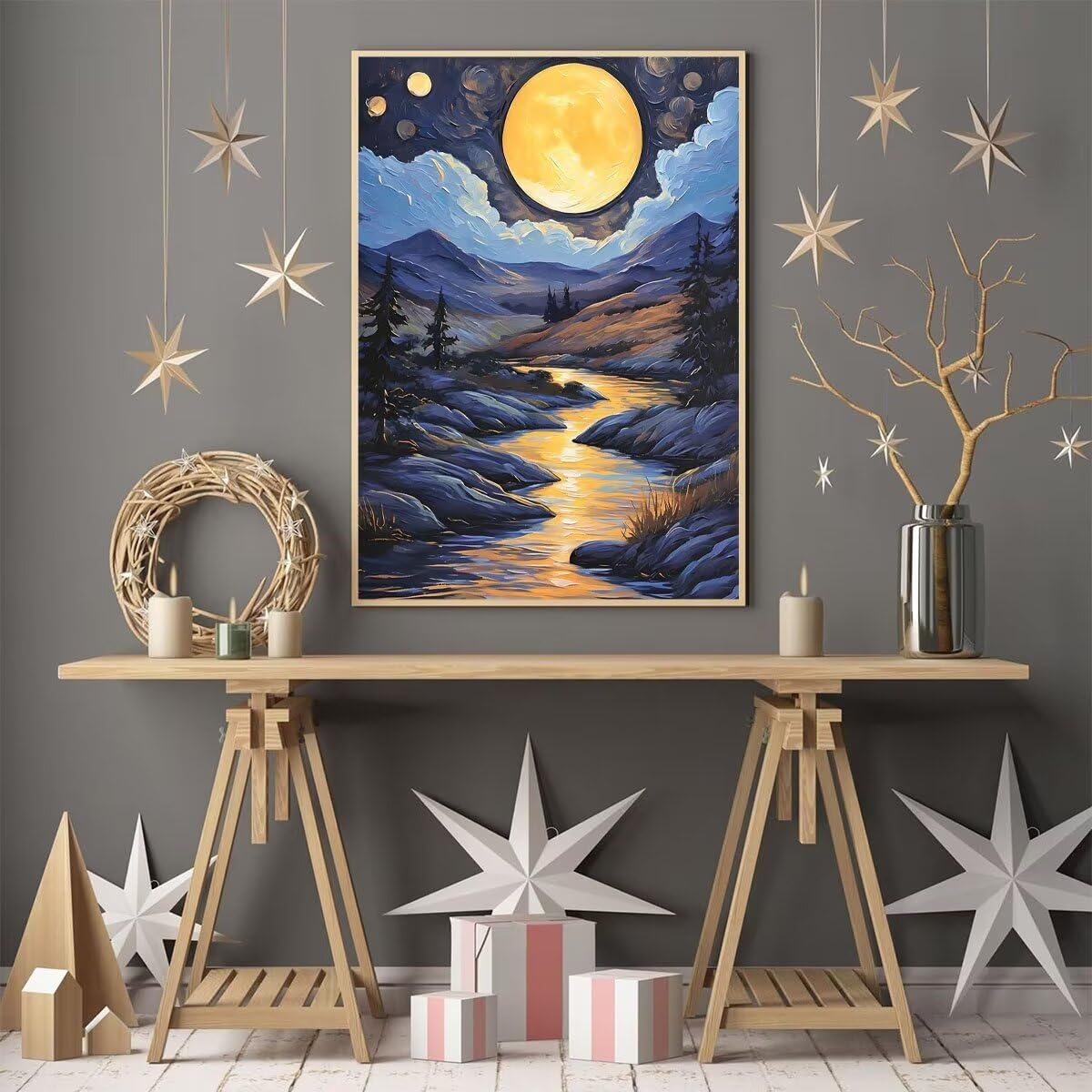 MISCER Pittura Per Numeri Adulti Con Telaio 30x40cm – Kit Fai Da Te Paesaggio Strada Per Decorazione Casa