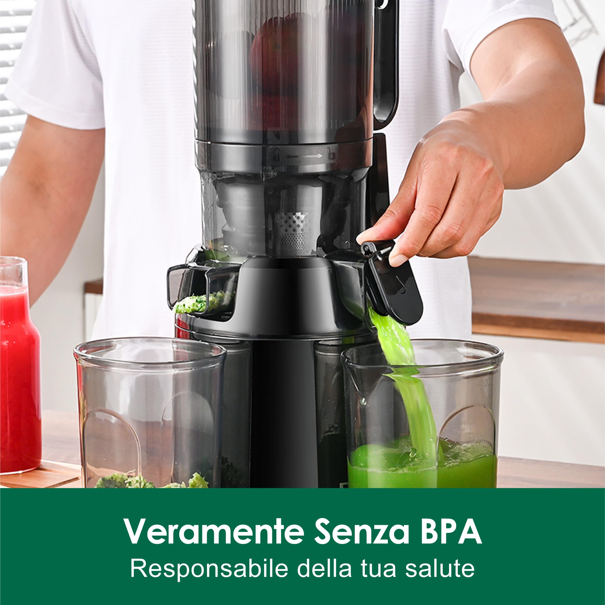 Estrattore Frutta e Verdura,Fretta Estrattore di succo con apertura di 135mm,Capacità 1,8L Adatta a Frutta e Verdure,Facile pulito,Senza BPA