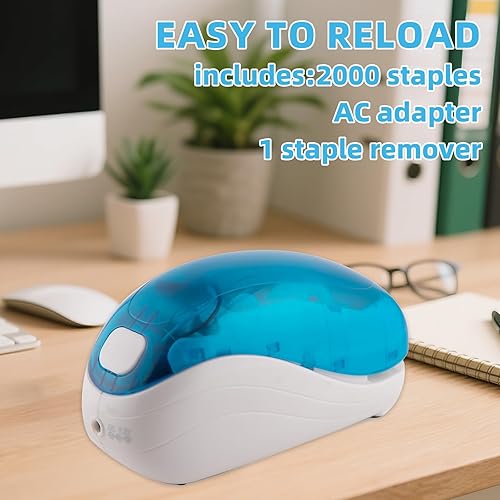 Vista 37 de Grapadora eléctrica, incluye 2000 grapas y 1 removedor de grapas, adecuada para el tamaño de la palma y alta comodidad, capacidad de 25 hojas, Negro