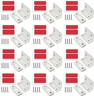 Cabinet Magnetic Catch, Senbos 12 Pack Ultra Thin Cabinet Door Magnets Stick on Drawer, L-Shaped Adhesive Cabinet Latch Magnetic Closures for Kitchen Closet Door Closing Magnetic Catch Closer
