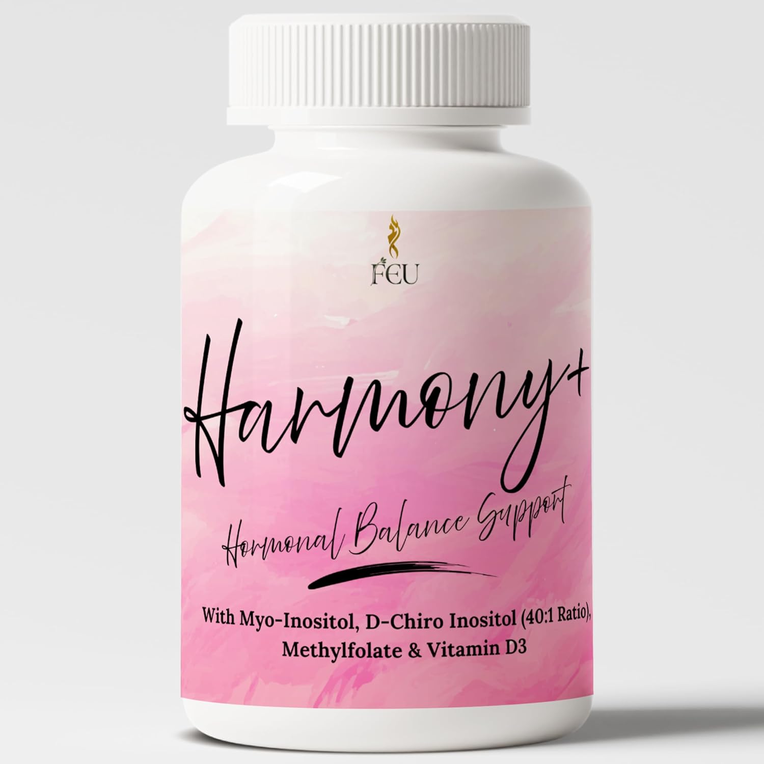 FEU Harmony+ Myo & D-Chiro Inositol Supplement for Women PCOS Support | 40:1 Ratio Inositol (2000mg) with Methylfolate & Vitamin D3 | Hormonal Balance, Cycle & Ovarian Support | 120 Capsules