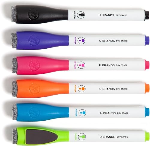 Miniatura 6 de Paquete de pizarra magnética de borrado en seco U Brands de 20 x 30 pulgadas, marco de madera blanca (2071U00-01) + borrador magnético U Brands de