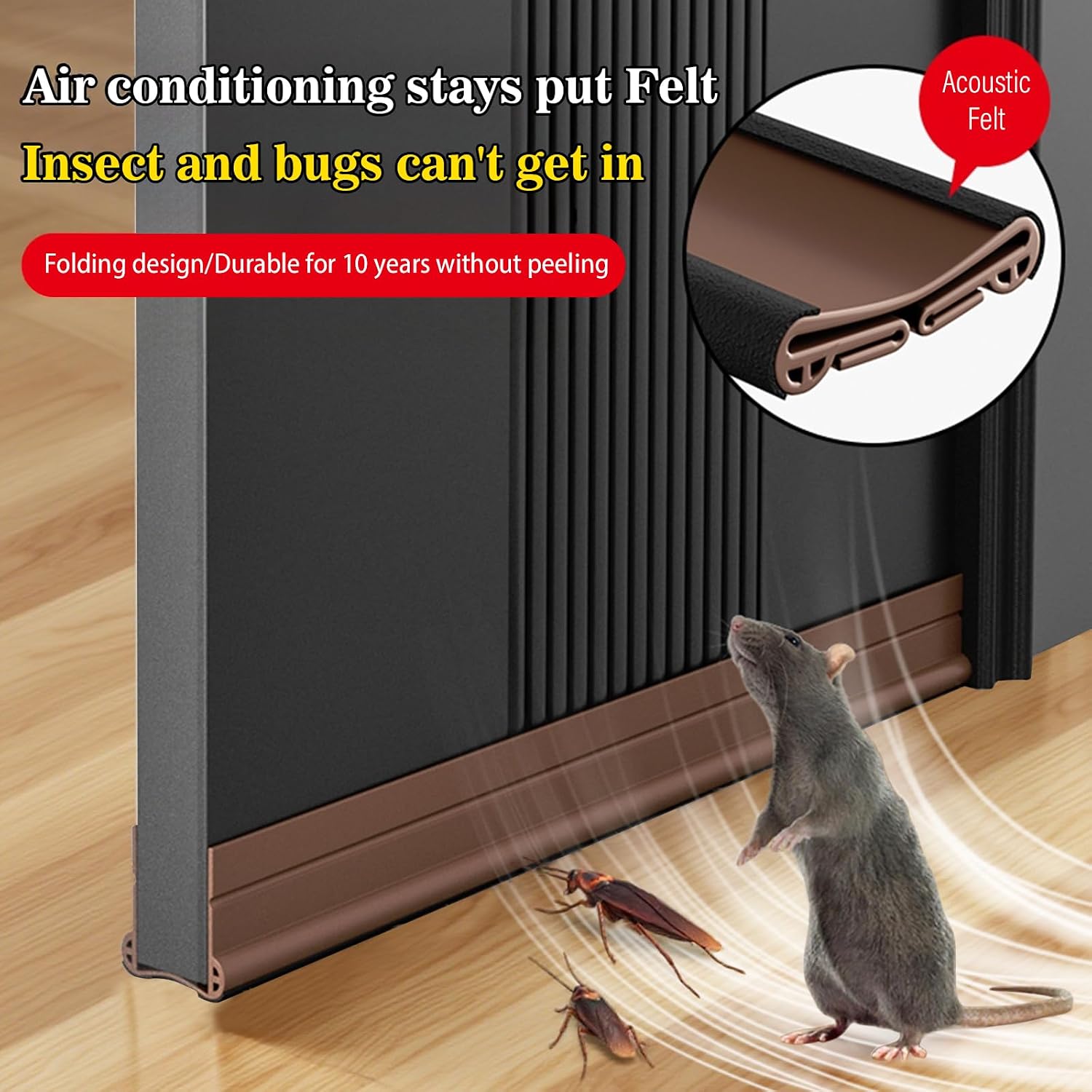 36 Inch Door Draft Stopper, Under Door Sweep for Exterior & Interior Doors, Weather Stripping Noise Blocker, Adjustable Draft Door Closers, Weather Stripping Door Seal (Black)