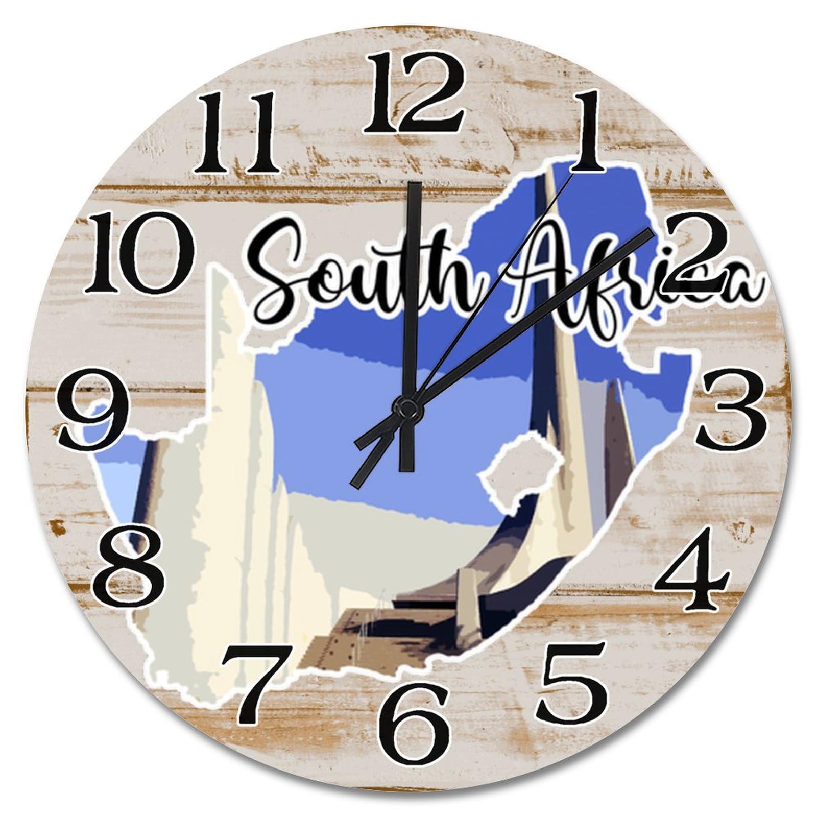 Horloge murale en bois 25 cm de l'Afrique du Sud pour salon et cuisine