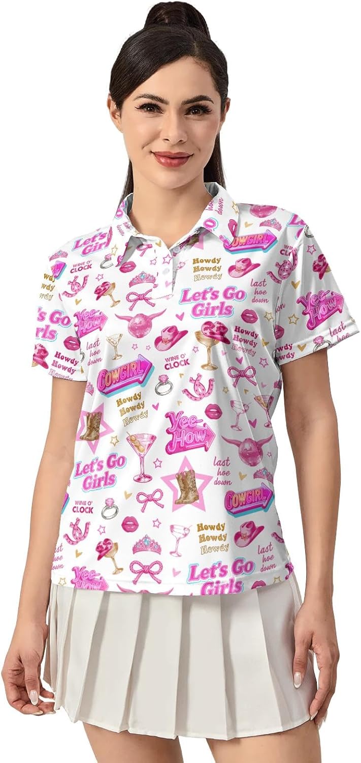 Womens Golf Polo Shirt Funny Golf Shirt for Women Short Sleeve Moisture Wicking Quick Dry Athletic Tennis Tops Golf Outfits - Image 2