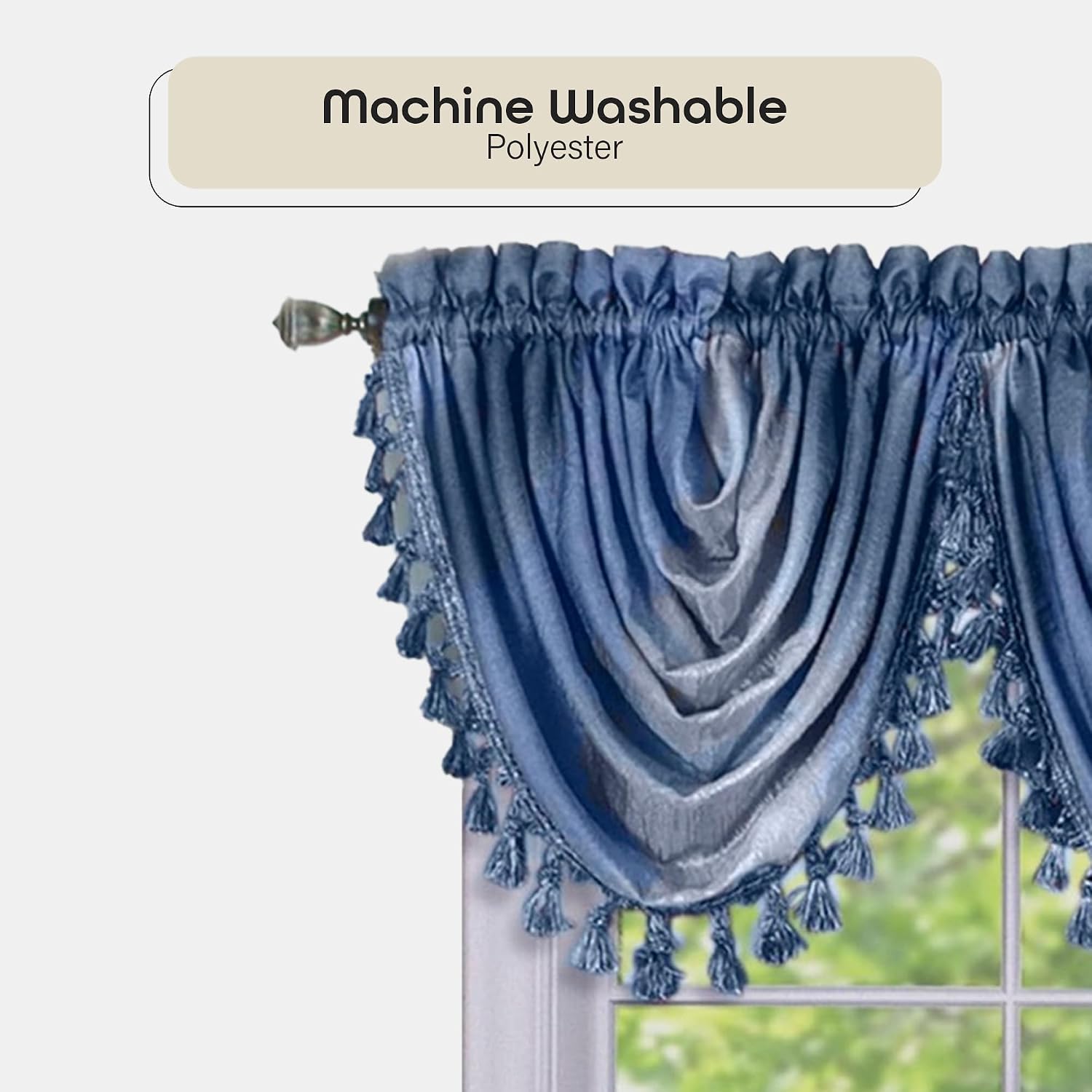 ACHIM Soft Waterfall Valance Window Curtains - 46 Inch Width, 40 Inch Length - Ombre (Blue) - Light Filtering Decorative Polyester Drapes for Bedroom Living & Dining Room Home Decor