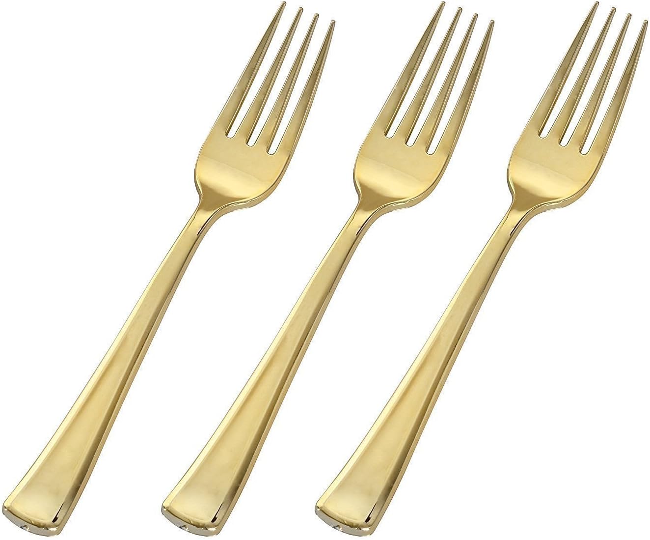 Pack of 24 Elegant Gold Polished Reusable Plastic Forks