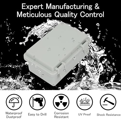 Vista 83 de Caja de conexiones IP65 impermeable de plástico ABS con bisagras, cubierta transparente de policarbonato, caja de proyectos eléctricos con placa