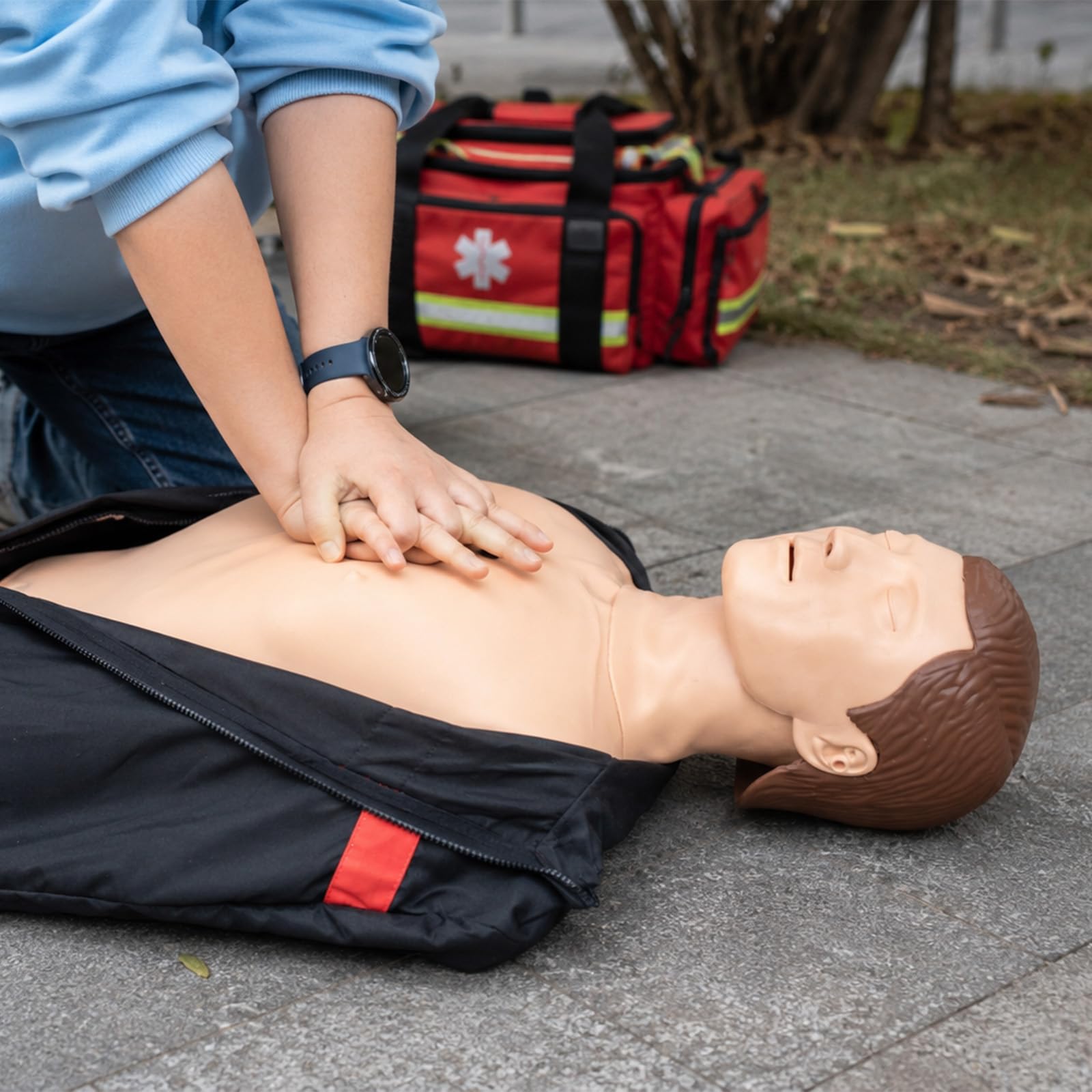 CPR Puppe Erwachsene Halbkörper Reanimationspuppe Herz-Lungen-Wiederbelebung Trainingsmodell Erste Hilfe Übungspuppe für Beatmung und Herzdruckmassage 73 x 35 x 19 cm