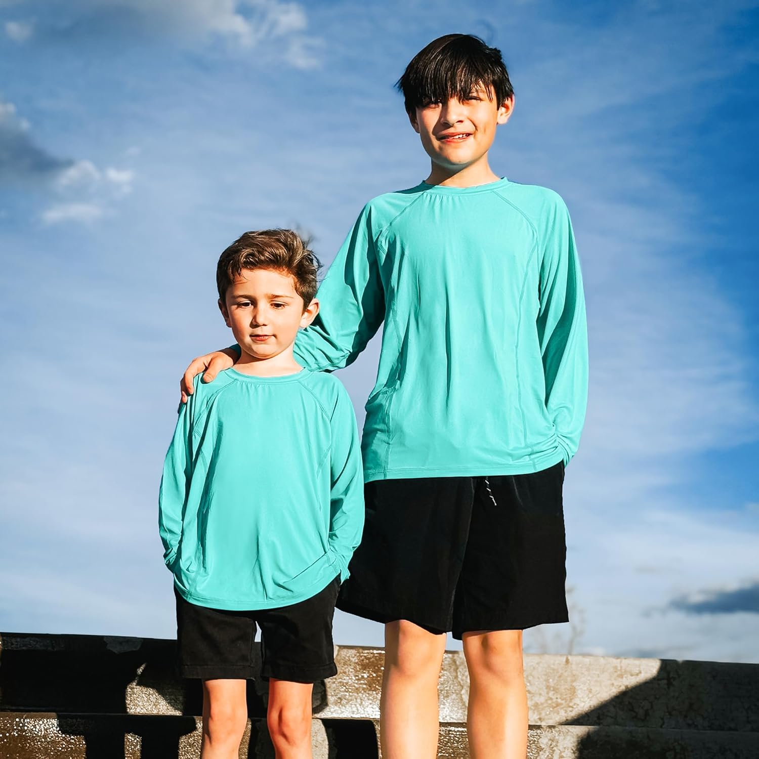 BIG ELEPHANT 3-Pack Boys Long Sleeve Athletic Shirts – Quick-Dry, Crew Neck,Breathable Youth Sports & Activewear Tops